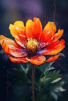 rugiadoso arancia calendule un' acquerello pittura di fiori con acqua goccioline ai generato foto
