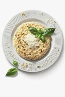 cremoso italiano arborio riso risotto isolato su bianca sfondo ai generato foto