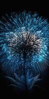spettacolare blu fuochi d'artificio illuminante il notte cielo nel sbalorditivo dettaglio ai generato foto