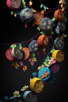 colorato Cinese carta ghirlande per festivo decorazione ai generato foto