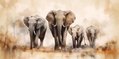 il maestoso elefante nel nero di seppia un' acquerello pittura ai generato foto