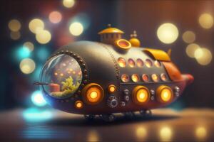 fantastico subacqueo giocattolo sottomarino con illuminazione e capriccioso design ai generato foto