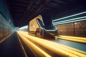 intelligente autotrasporti il futuro di strada trasporto attraverso ai controllo ai generato foto