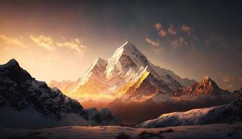 travolgente Alba al di sopra di il himalayano montagne un' mozzafiato momento congelato nel tempo ai generato foto