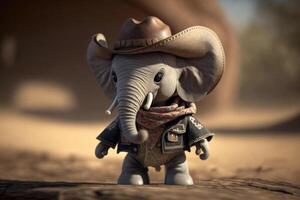 il poco elefante va ovest un' divertente cowboy avventura ai generato foto