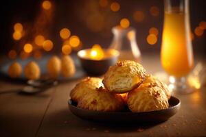 salato gougeres classico francese formaggio sbuffi con Groviera e erbe aromatiche ai generato foto