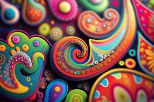 hippie paisley modello nel arcobaleno colori ai generato foto