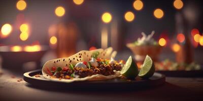 il delizioso aromi e sapori di messicano cucina nel un' ancora vita ai generato foto