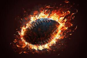 ardente americano calcio nel fiamme illustrazione ai generato foto
