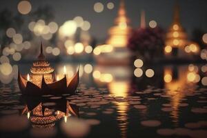 magico loy Krathong Festival celebrazioni nel Tailandia ai generato foto