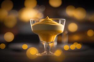 delizioso italiano zabaione dolce servito nel un' bicchiere ai generato foto