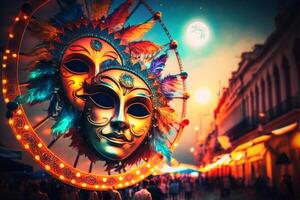 intricato carnevale maschera a partire dal simpatico per festivo celebrazioni ai generato foto