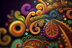hippie paisley modello nel arcobaleno colori ai generato foto