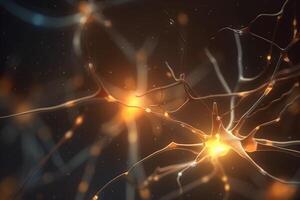 vivace 3d illustrazione di il biochimica processi di nervo impulsi ai generato foto