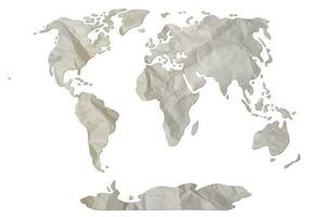 mondo carta geografica carta struttura tagliare su su bianca sfondo. foto