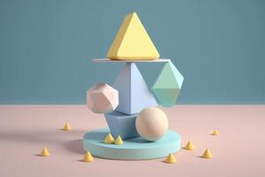 equilibrio concetto. illustrazione di colorato geometrico forme nel 3d stile. foto