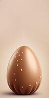 3d rendere di sesamo cioccolato uovo contro pastello Marrone sfondo e copia spazio. contento Pasqua concetto. foto