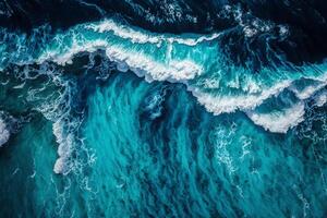 ai generato aereo Visualizza di oceano onde blu acqua astratto sfondo foto