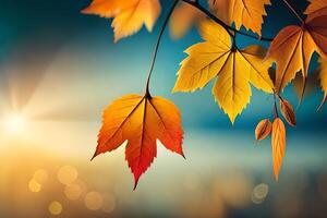 autunno giallo foglia avvicinamento. sfocatura bokeh su sfondo. ai generato. foto