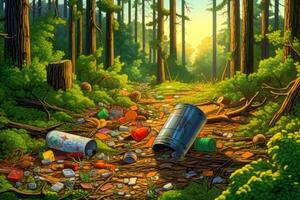 ai generato biologico spazzatura nel il foresta sfondo foto