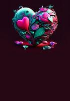 3d rendere di carta Fai da te cuore forma fatto di floreale. foto
