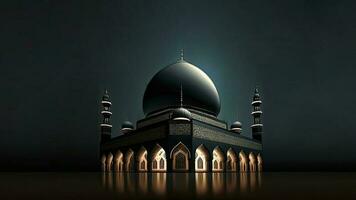 3d rendere di squisito moschea luci a notte. islamico religioso concetto. foto