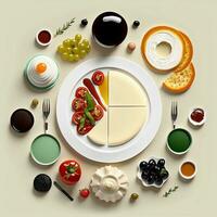 superiore Visualizza di presentata prima colazione piatto nel 3d resa. foto