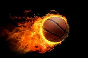 pallacanestro palla fuoco. creare ai foto