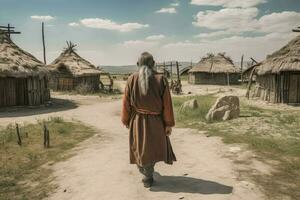 mongolo antico vecchio uomo. creare ai foto