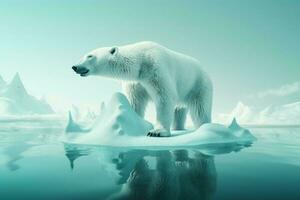polare orso ghiaccio nuotare. creare ai foto
