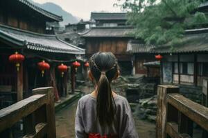 Cinese villaggio ragazza. creare ai foto