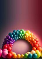 realistico palloncini decorato arcobaleno stile illustrazione. foto