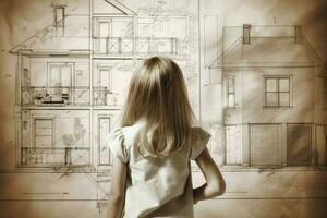 architetto Casa Piano ragazza interno. creare ai foto