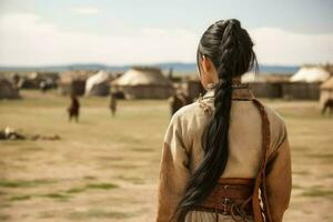 mongolo antico carino ragazza. creare ai foto