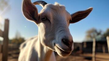 capra a il azienda agricola su un' soleggiato giorno generativo ai foto