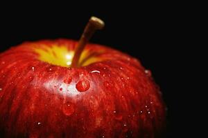 fresco rosso mele su nero sfondo foto