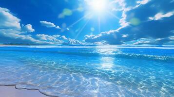 un' bellissimo spiaggia con cristallo blu acqua e bianca sabbia. ai generativo foto