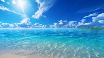 un' bellissimo spiaggia con cristallo blu acqua e bianca sabbia. ai generativo foto