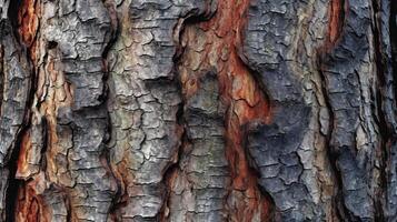 il intricato modelli e textures di albero abbaiare su chiudere. generativo ai foto