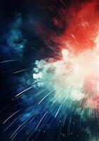 blu, rosso, bianca, fuochi d'artificio, indipendenza giorno astratto manifesto sfondo, copyspace. ai generativo foto
