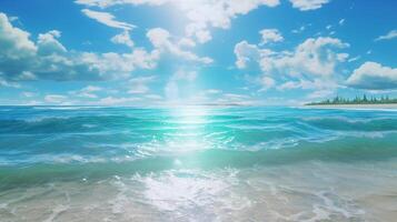 un' bellissimo spiaggia con cristallo blu acqua e bianca sabbia. ai generativo foto