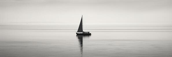 bianca Immagine di un' solitario barca a vela su un' calma mare, ai generativo foto