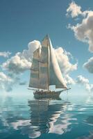 un' barca a vela e nuvole nel il acqua. ai generativo foto