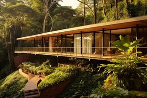 foto di un' tropicale moderno Casa. ai generativo
