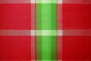 rosso tessuto tessile modello, plaid sfondo, biancheria cotone. ai generativo foto