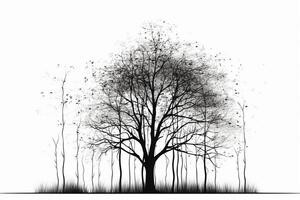 illustrazioneg di betulla albero senza le foglie. ai generativo foto