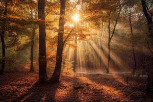 il maggior parte bellissimo rosso autunno foresta nel il mondo. ai generativo foto