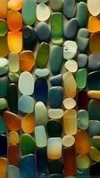 un' collezione di bicchiere di mare nel diverso colori. ai generativo foto