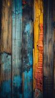 colorato vecchio di legno pannelli astratto Esposto alle intemperie bellezza. ai generativo foto