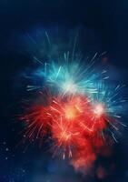 blu, rosso, bianca, fuochi d'artificio, indipendenza giorno astratto manifesto sfondo, copyspace. ai generativo foto